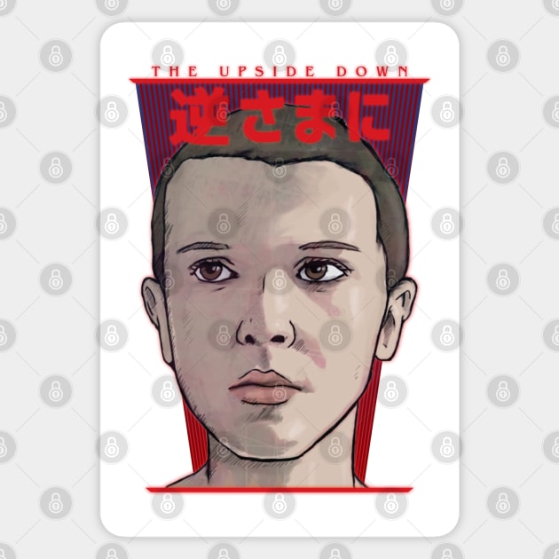 Stranger Things Eleven Japanese Upside Down - Inspired by Millie Bobby Brown and Netflix Show Sticker by RevLevel